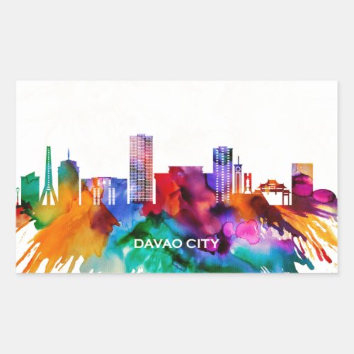 Davao City Skyline Rectangular Sticker