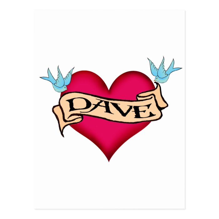 Dave   Custom Heart Tattoo T shirts & Gifts Postcard