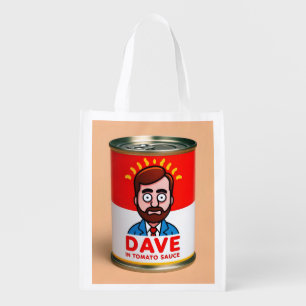 Dave in tomato sauce grocery bag