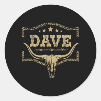 Dave Vintage Design Men Women Kids Classic Round Sticker