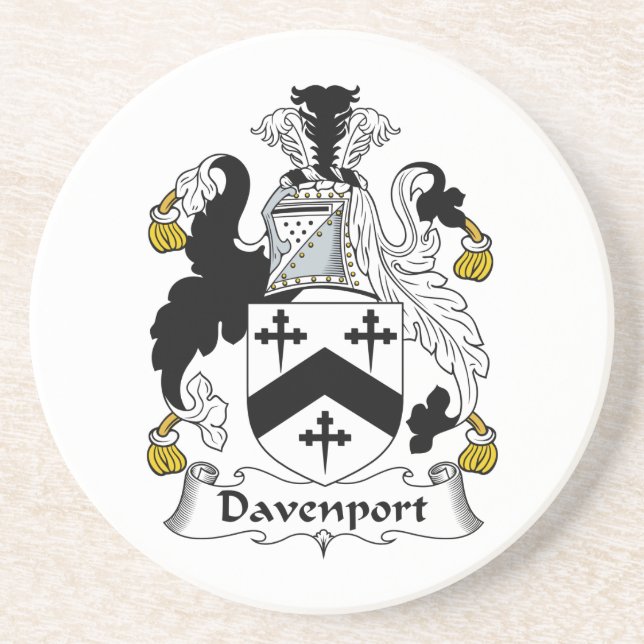 Davenport Family Crest Sandstone Coaster (Front)