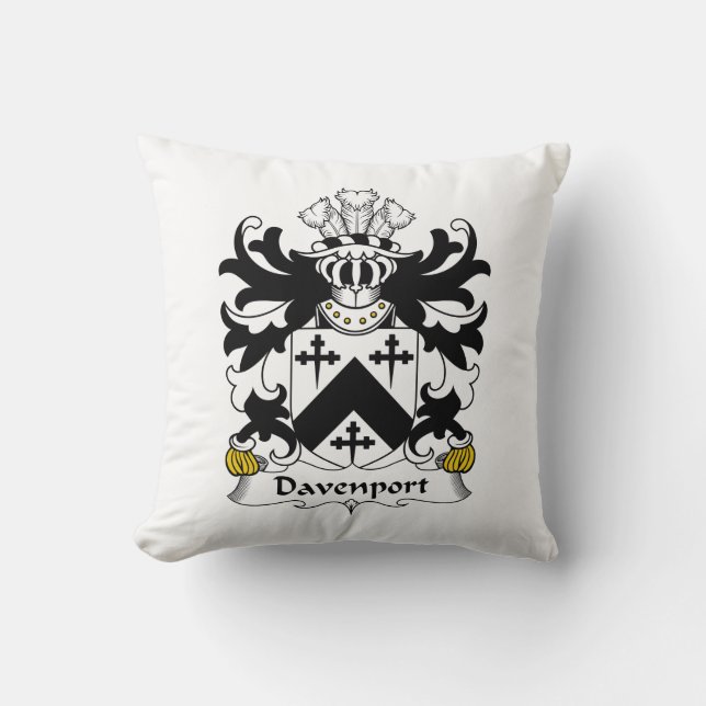 Davenport Family Crest Throw Pillow (Front)