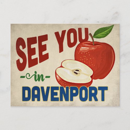 Davenport Iowa Apple _ Vintage Travel Postcard