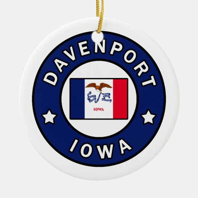 Davenport Iowa Ceramic Ornament (Front)