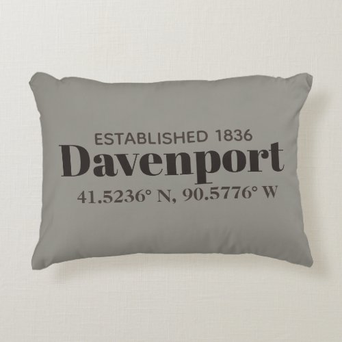 Davenport Iowa Coordinates Pillow