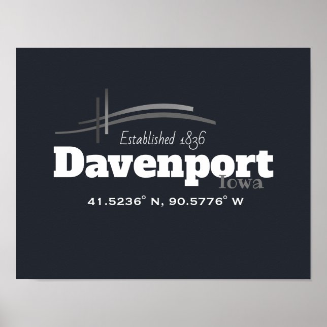 Davenport, Iowa Coordinates Poster (Front)