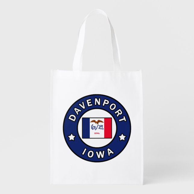 Davenport Iowa Grocery Bag (Front)