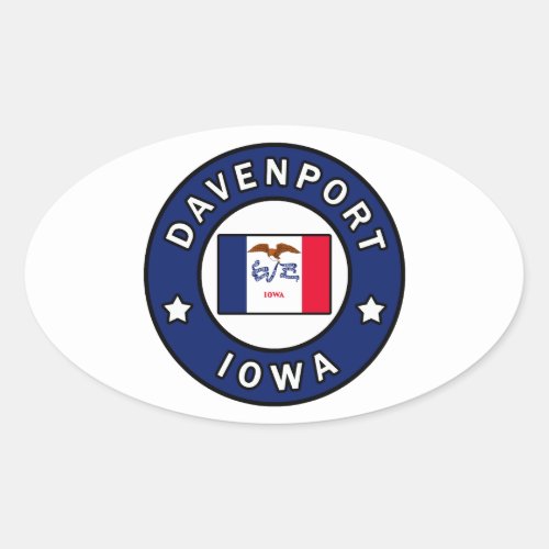 Davenport Iowa Oval Sticker