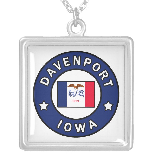 Davenport Iowa Silver Plated Necklace (Front)
