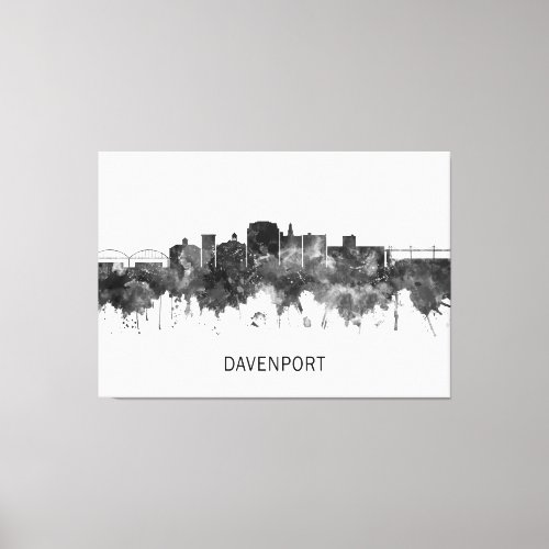 Davenport Iowa Skyline BW Canvas Print