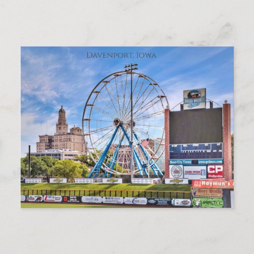 Davenport Iowa Skyline Postcard