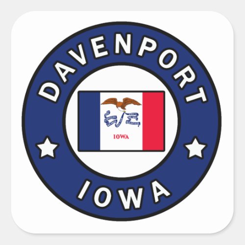 Davenport Iowa Square Sticker