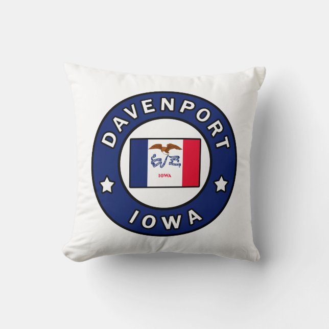 Davenport Iowa Throw Pillow (Front)