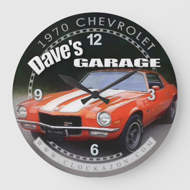 Dave's Garage 1970 Chevrolet Camaro Wall Clock  (Front)