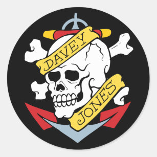 Davey Jones Tattoo Classic Round Sticker