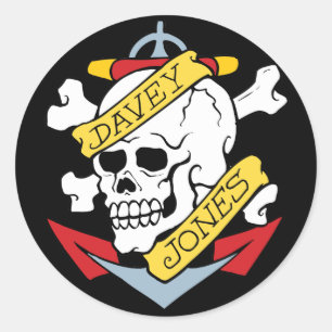 Davey Jones Tattoo Classic Round Sticker