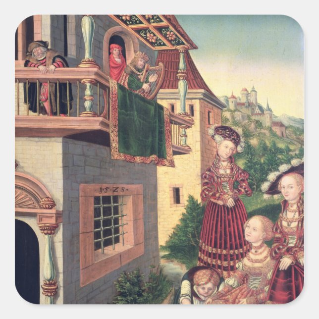 David and Bathsheba, 1528 Square Sticker (Front)