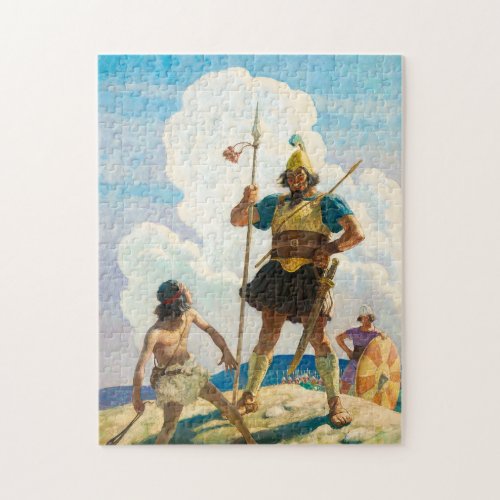 David and Goliath 1940 by Newell Convers Wyeth Jigsaw Puzzle