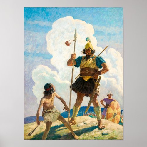 David and Goliath 1940 by Newell Convers Wyeth Poster