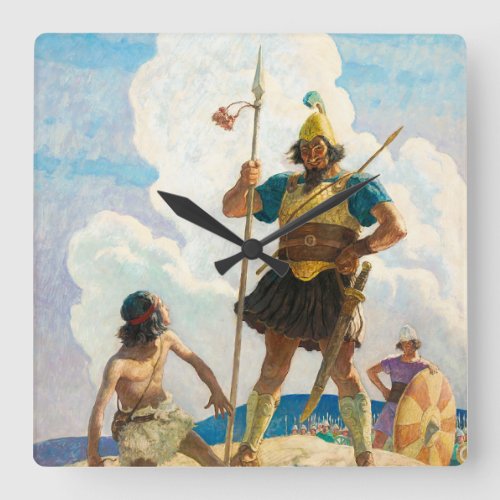 David and Goliath 1940 by Newell Convers Wyeth Square Wall Clock