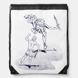 David and Goliath Bible Story Drawstring Bag