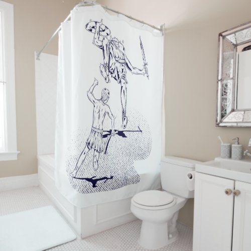 David and Goliath Bible Story Shower Curtain