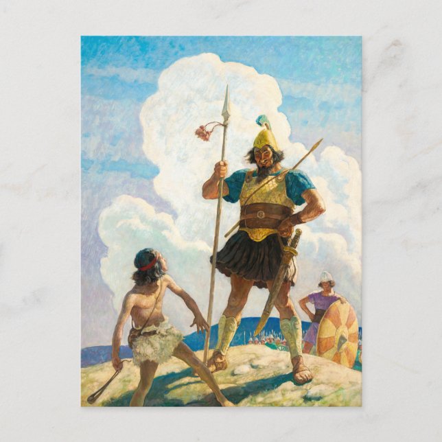 David and Goliath by Newell Convers Wyeth Holiday Postcard (Front)