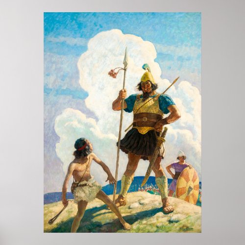David and Goliath by Newell Convers Wyeth Poster