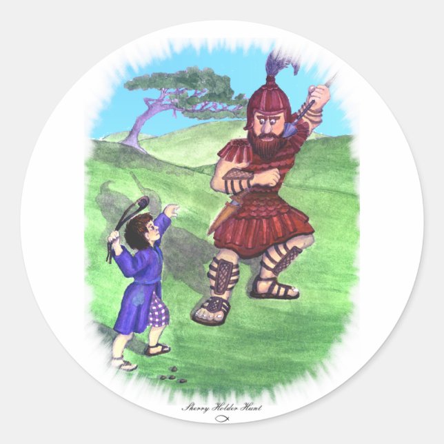 DAVID AND GOLIATH CLASSIC ROUND STICKER (Front)