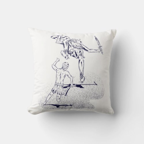 David and Goliath Throw Pillow