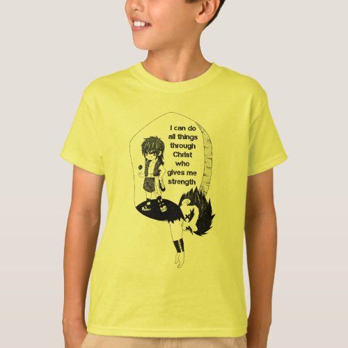 David and Goliath with Bible Verse Black Sketch T_Shirt