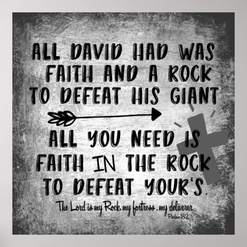 David and Rock Quote with Bible Verse Poster