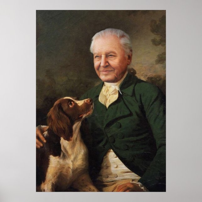 David Attenborough Portrait  Poster (Front)