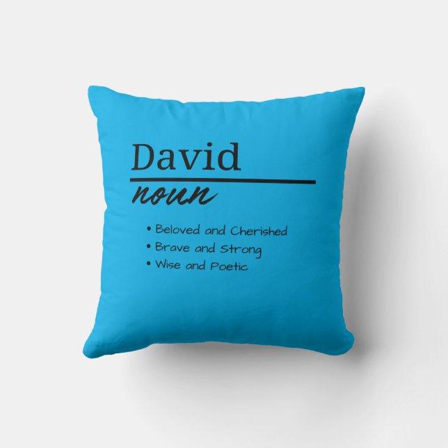 David, Boy Personalized Name Definition Throw Pillow (Back)