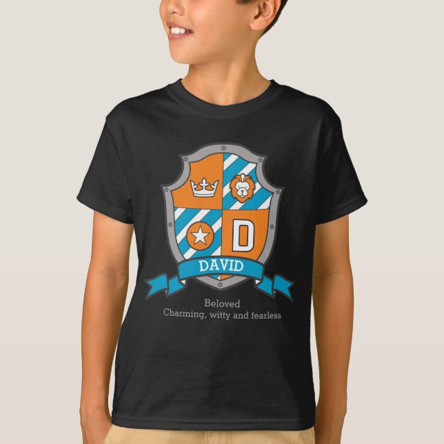 David boys D name & meaning knights shield T-Shirt (Front)