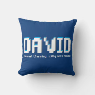 David boys name meaning blue pixels text gamers throw pillow