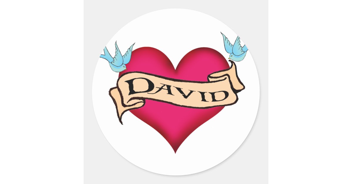 David - Custom Heart Tattoo T-shirts & Gifts Classic Round Sticker