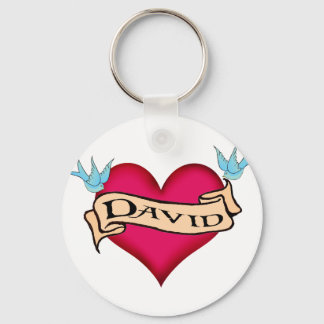 David - Custom Heart Tattoo T-shirts & Gifts Keychain