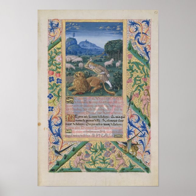 David defending his father's sheep against a poster (Front)