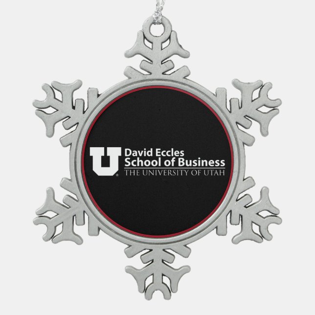 David Eccles School of Business Snowflake Pewter Christmas Ornament (Front)