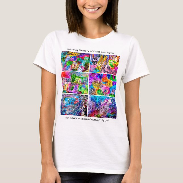 DAVID FLYNN ART COLLAGE WOMAN'S T-SHIRT WITH TEXT (Front)