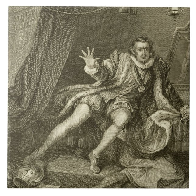David Garrick (1717-79) as Richard III, Act V Scen Ceramic Tile (Front)