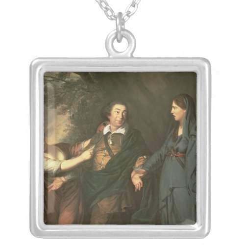 David Garrick  between the Muses of Tragedy Silver Plated Necklace