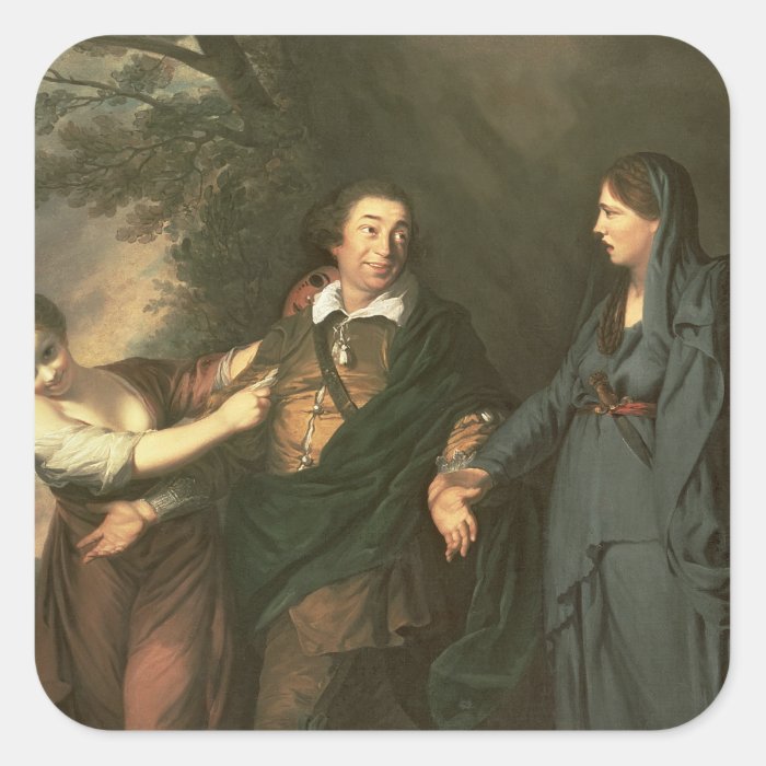 David Garrick  between the Muses of Tragedy Square Stickers