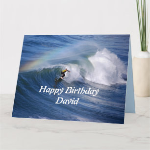 David Happy Birthday Surfer With Rainbow Card