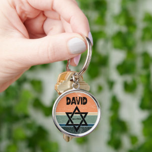 David Hebrew Meaning Beloved Vintage Sunset Keychain