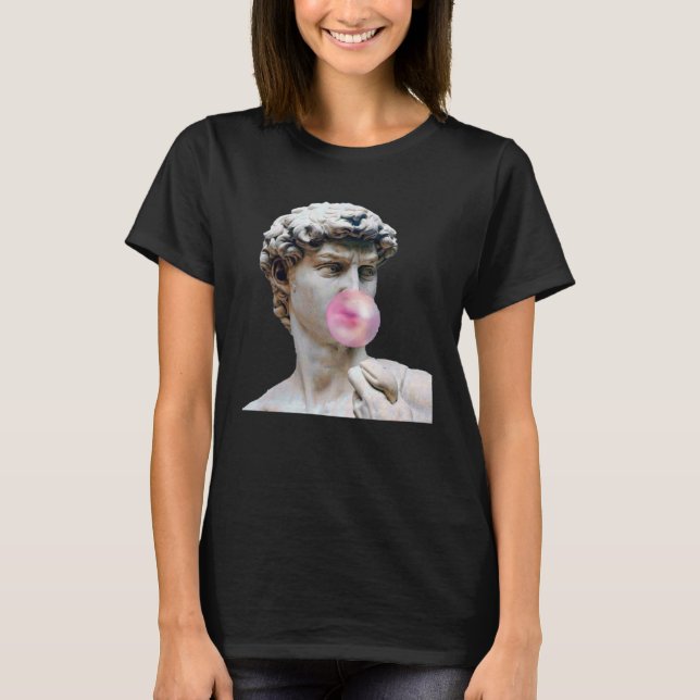 David Michelangelo with Bubblegum Statue Man Woman T-Shirt (Front)