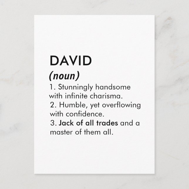 David name, Editable name, Custom name Postcard (Front)