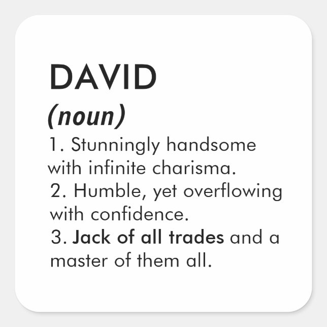 David name, Editable name, Custom name Square Sticker (Front)