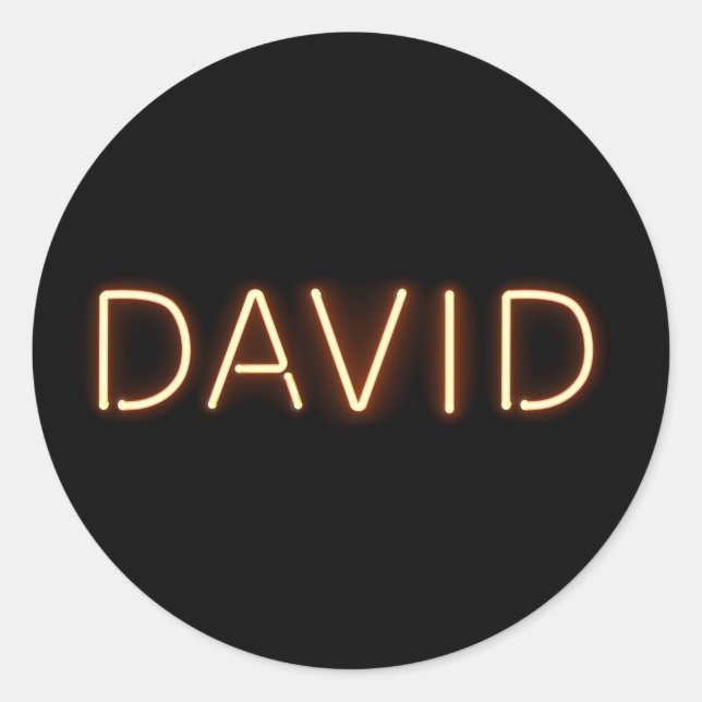 David  Name in Glowing Neon Lights Classic Round Sticker (Front)